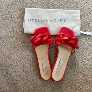 Stella McCartney Red Chain-Detail Slide Mules